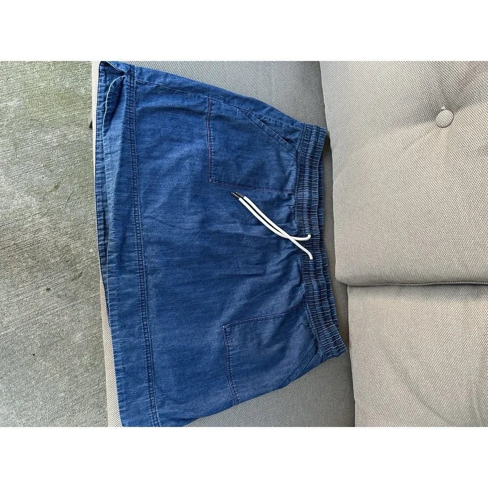 32 Degrees Mini Skort Dark Blue Chambray Drawstring Size XL Inner Shorts Pockets